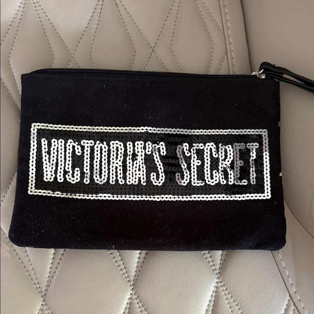 Victoria's Secret Black Sequin Logo Clutch